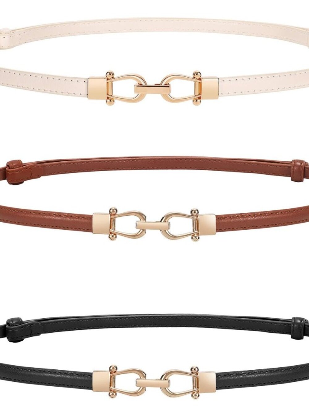 Women Classic Leather Belt With Square Gold Silver Buckle For Jeans Pants